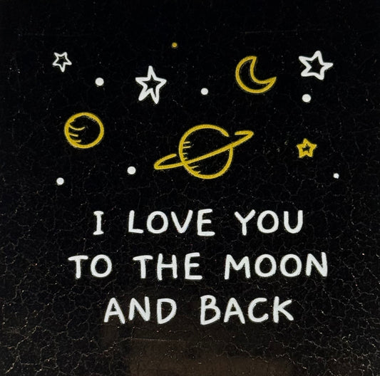 Quote tegeltje 'I love you to the moon and back' goud/creme(goud)