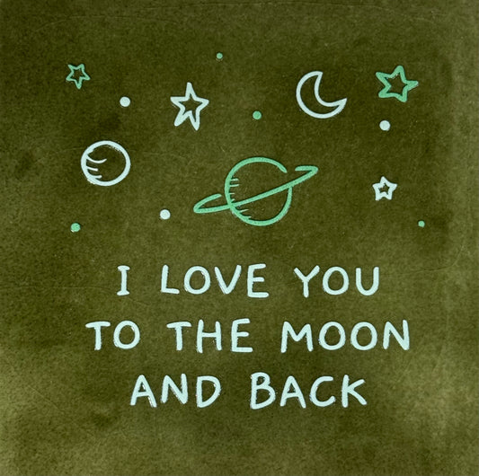 Quote tegeltje 'I love you to the moon and back' olijf/lichtgroen(mint)
