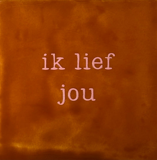 Quote tegeltje 'ik lief jou' terra/zalm