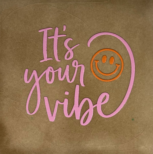 Quote tegeltje 'it's your vibe' taupe/warmroze(oranje)