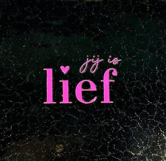 Quote tegeltje 'Jij is lief' goud/roze