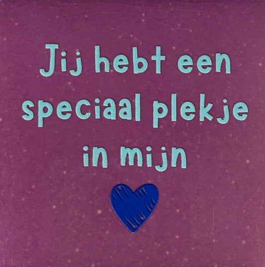 Quote tegeltje 'je hebt een speciaal plekje in mijn hart lila/warmblauw (kobaltblauw)