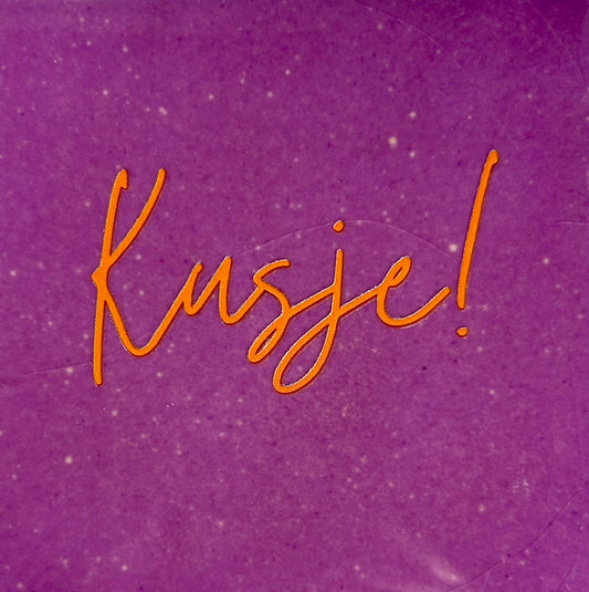 Quote tegeltje 'Kusje' lila/oranje