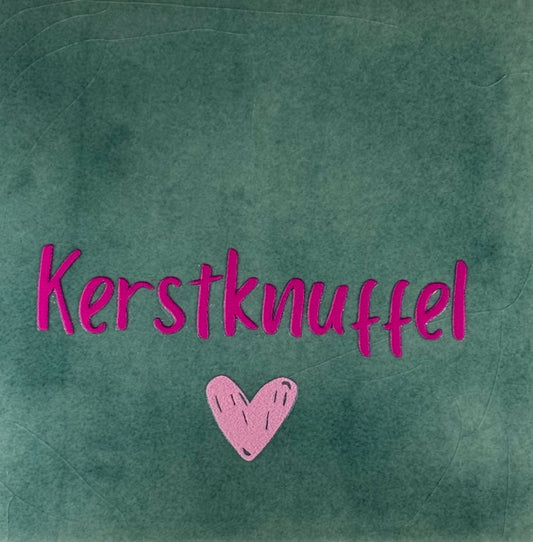 Quote tegeltje 'kerstknuffel' zeegroen/knalroze(warmroze)