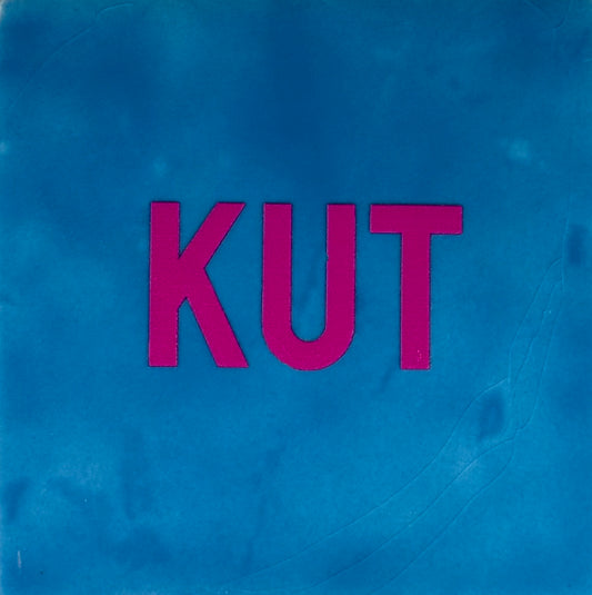 Quote tegeltje 'kut' nieuw lichtblauw/knalroze