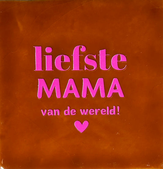 Quote tegeltje 'liefste mama vd wereld' terra/roze