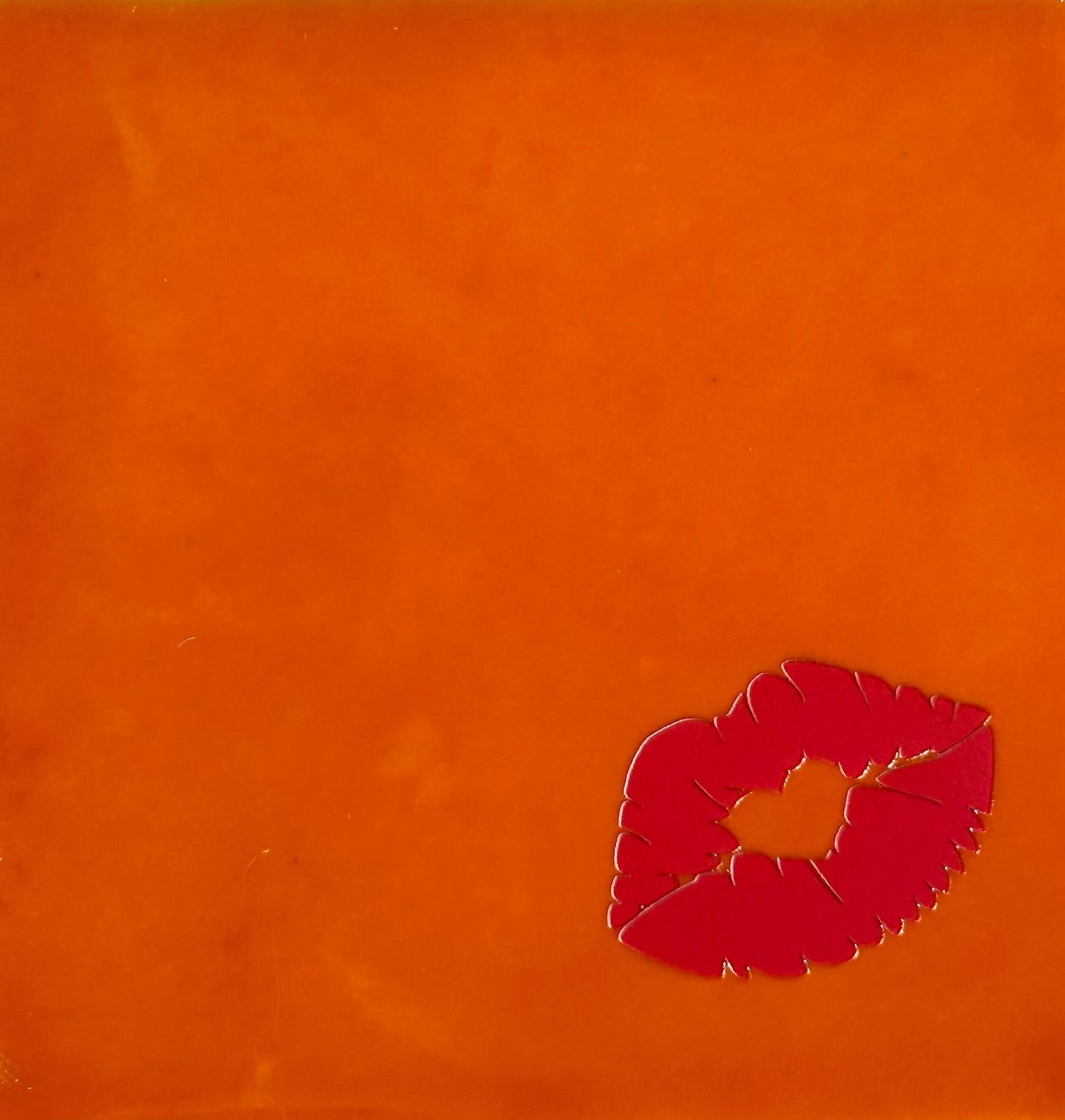 Quote tegeltje 'Lippen' oranje/rood