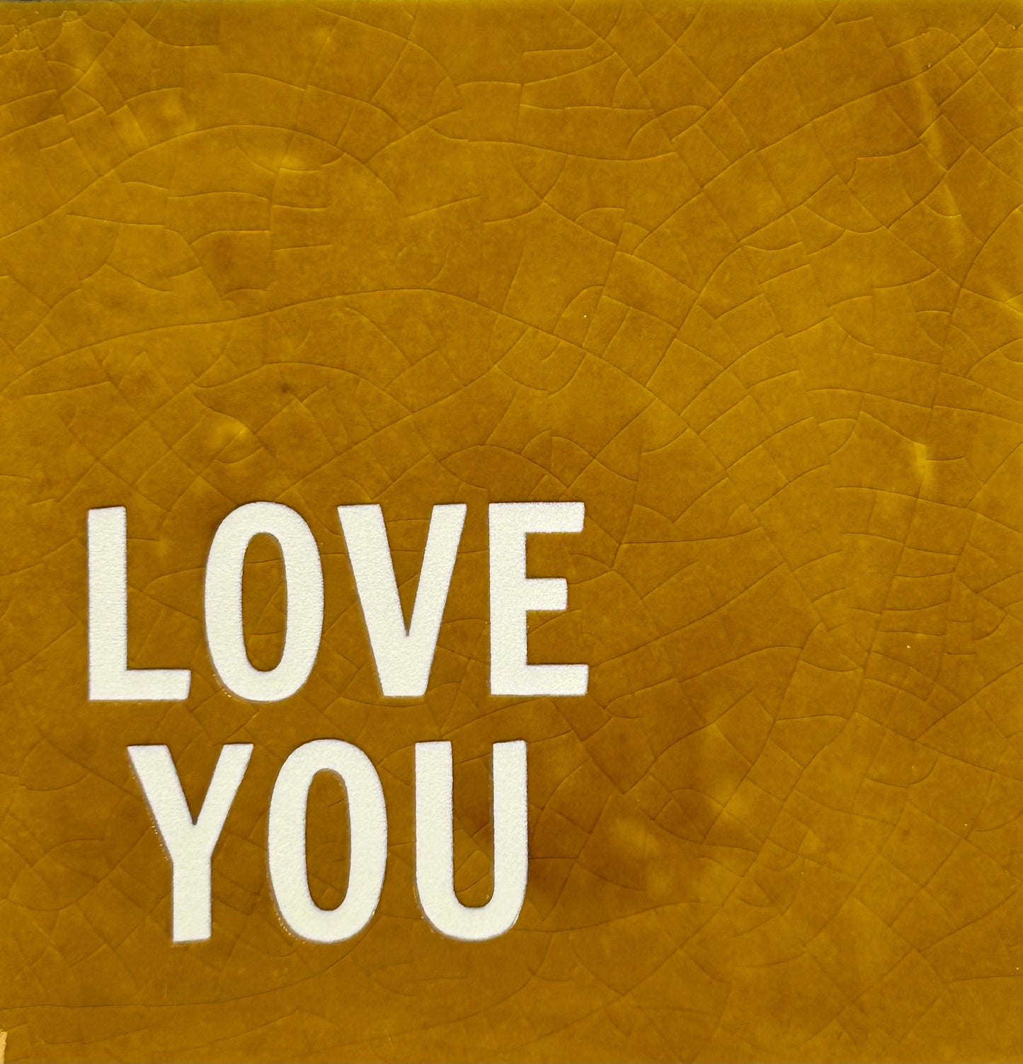 Quote tegeltje 'Love you' oker/creme