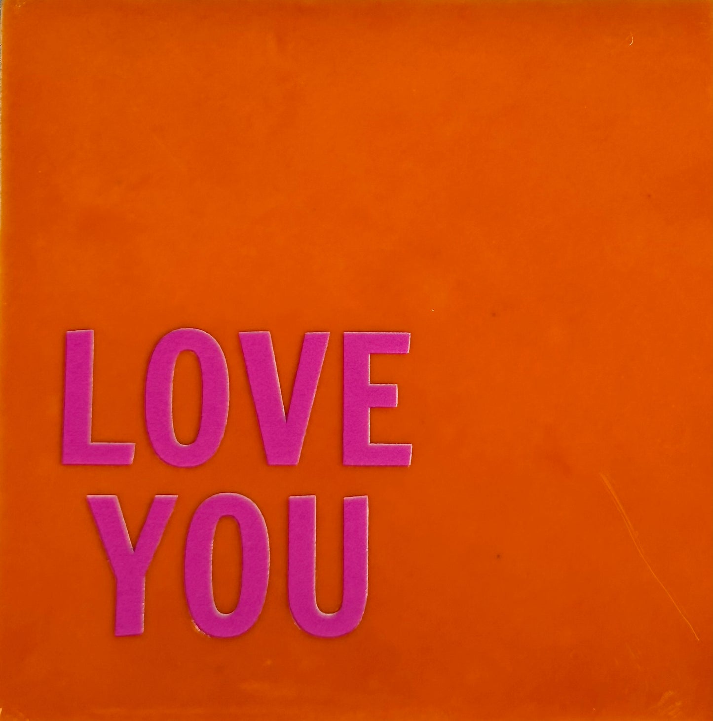 Quote tegeltje 'Love you' oranje/roze