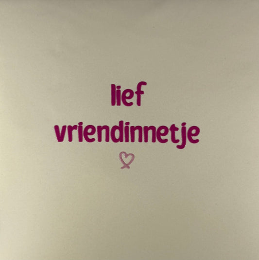 Quote tegeltje 'lief vriendinnetje' creme/knalroze