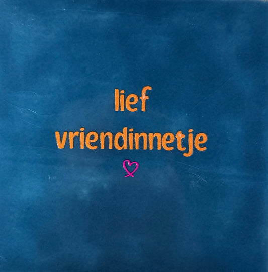 Quote tegeltje 'lief vriendinnetje' donkerblauw/oranje