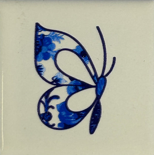 MINI Quote tegeltje MINI DB 'vlinder' creme/blauw