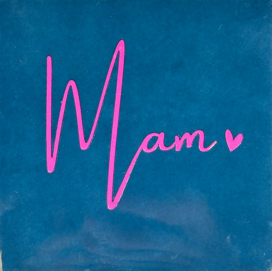 Quote tegeltje 'Mam' donkerblauw/roze