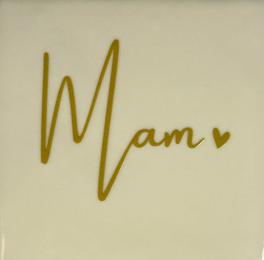 Quote tegeltje 'Mam' creme/goud