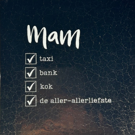 Quote tegeltje 'Mam..taxi' goud/creme
