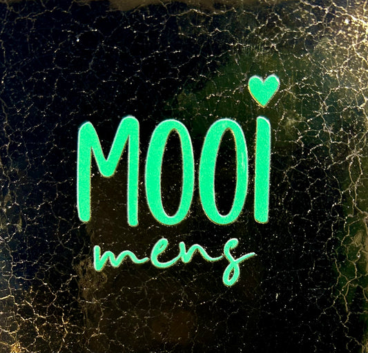 Quote tegeltje 'mooi mens' goud/aqua