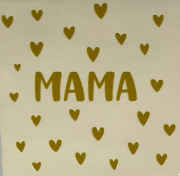 Quote tegeltje 'mama' (hartjespatroon) creme/goud