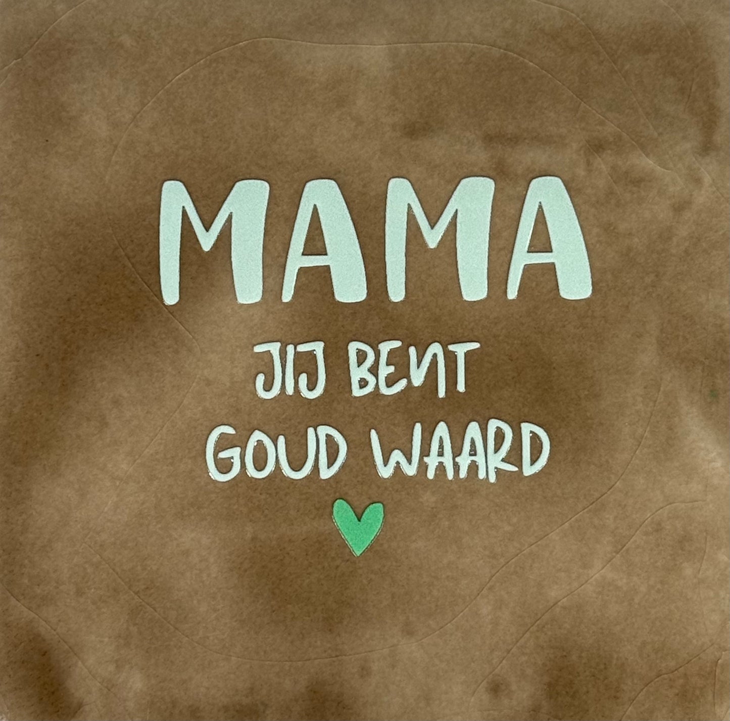Quote tegeltje 'mama jij bent goud waard' taupe/lichtgroen(mint)