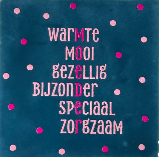 Quote tegeltje 'moeder' donkerblauw/roze