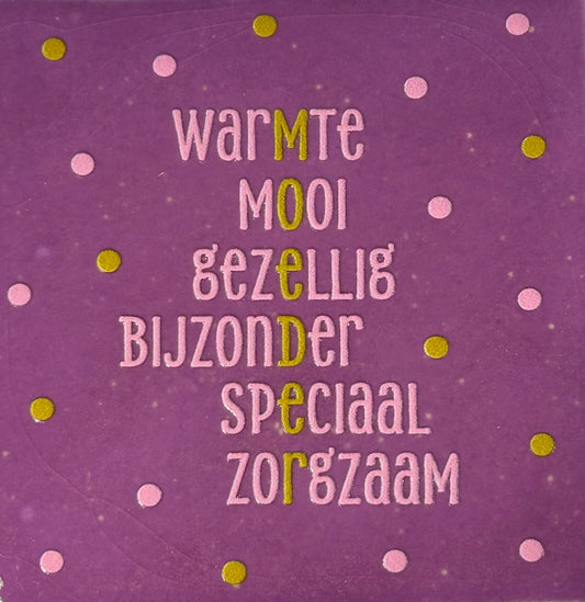 Quote tegeltje 'moeder' lila/warmroze