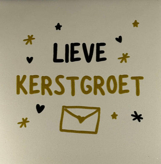 Quote tegeltje 'lieve kerstgroet' (brief) creme/goud(zwart)