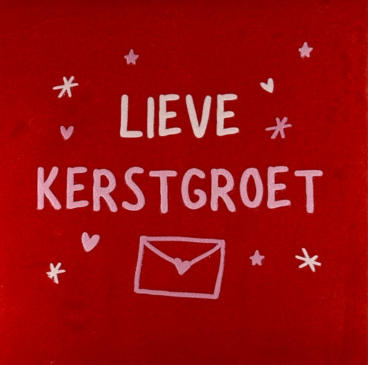 Quote tegeltje 'lieve kerstgroet' (brief) rood/combi 2