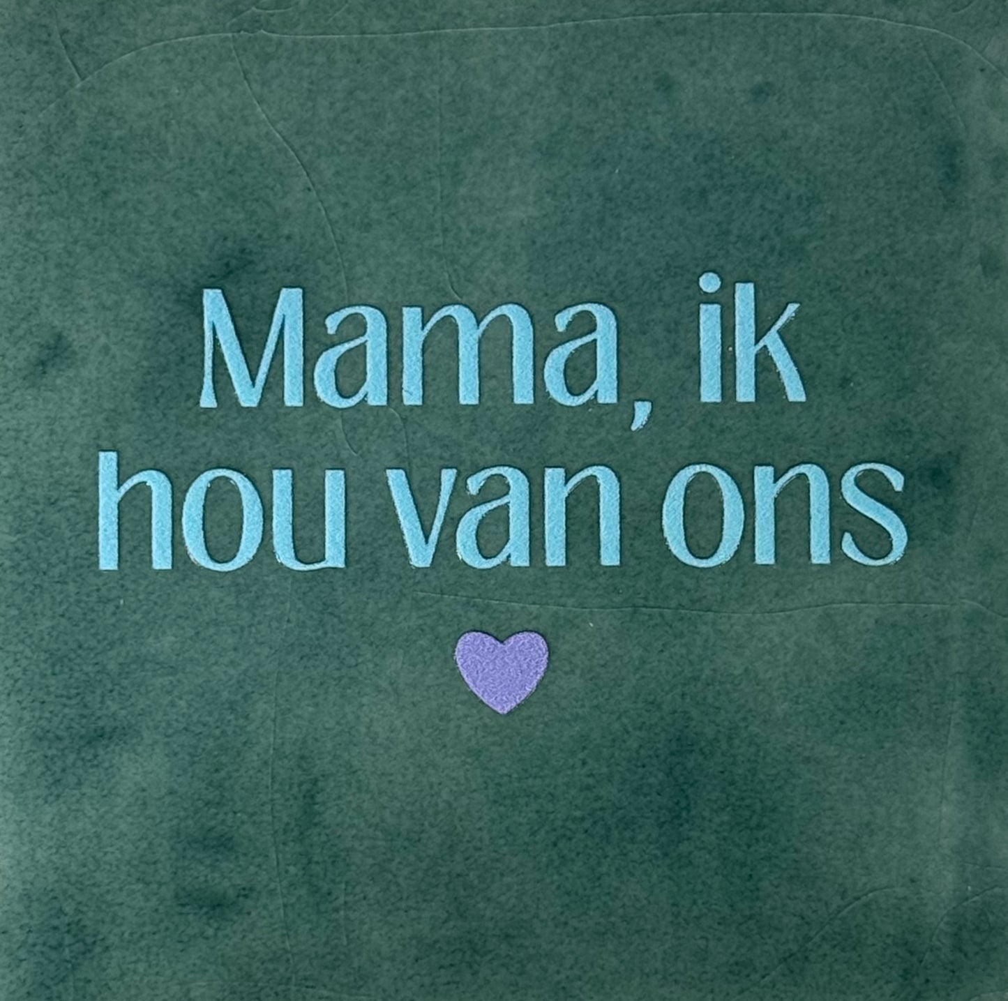 Quote tegeltje 'mama ik hou van ons' zeegroen/warmblauw(lila)