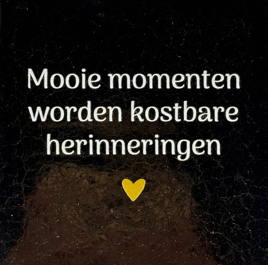 Quote tegeltje 'mooie momenten worden kostbare herinneringen' goud/creme(goud)