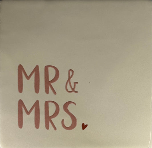 Quote tegeltje 'mr&mrs' creme/taupe (nude roze)