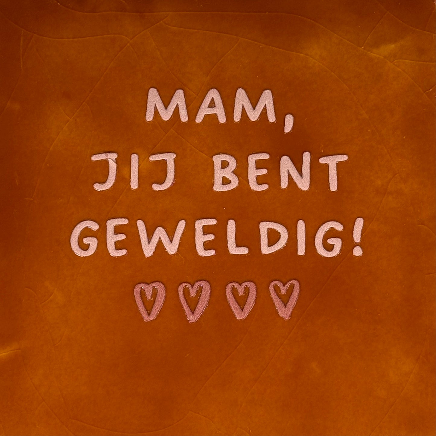 Quote tegeltje 'mam jij bent geweldig' terra/nude roze(taupe)