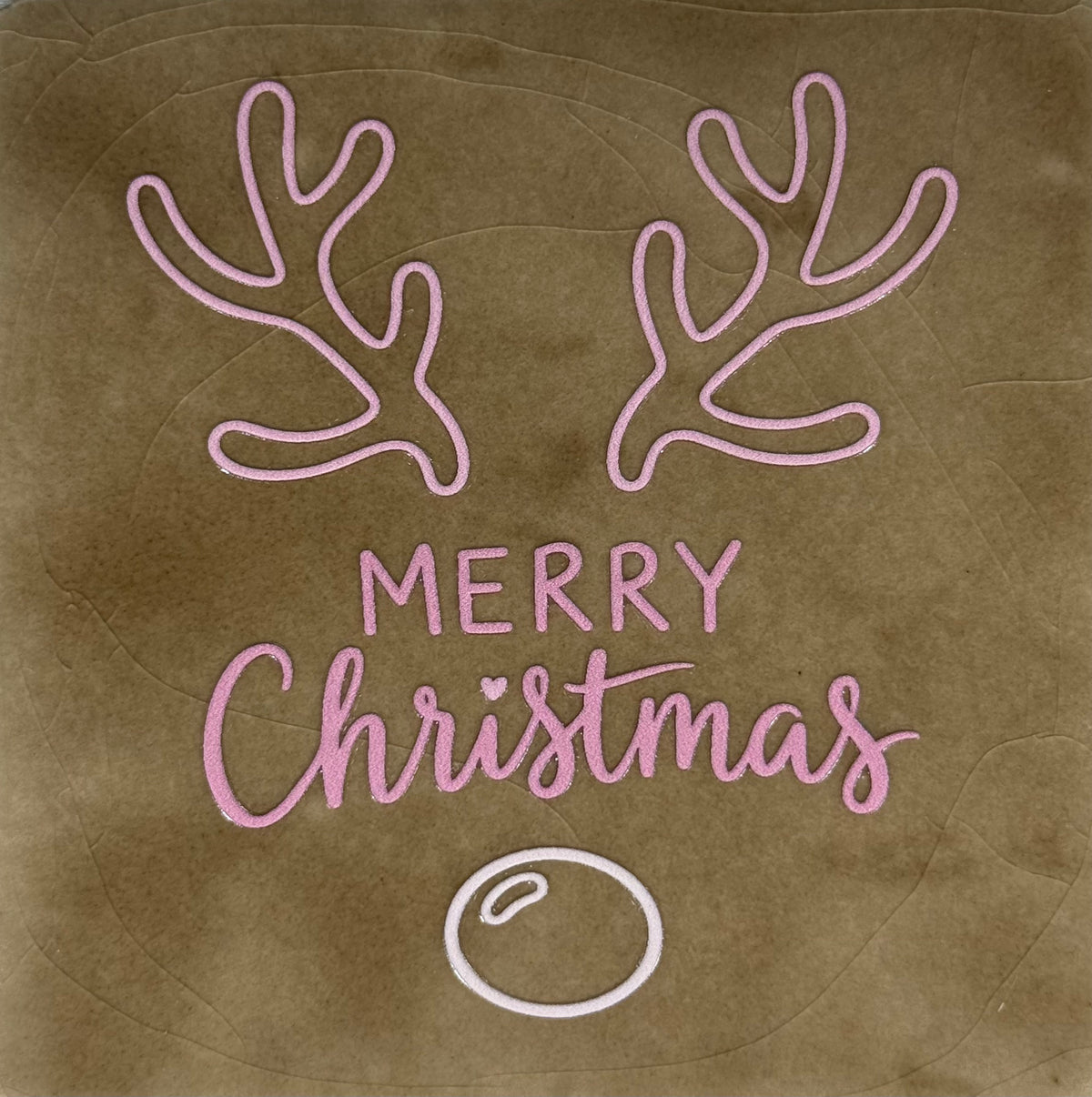 Quote tegeltje 'merry Christmas rendier' taupe/combi 2