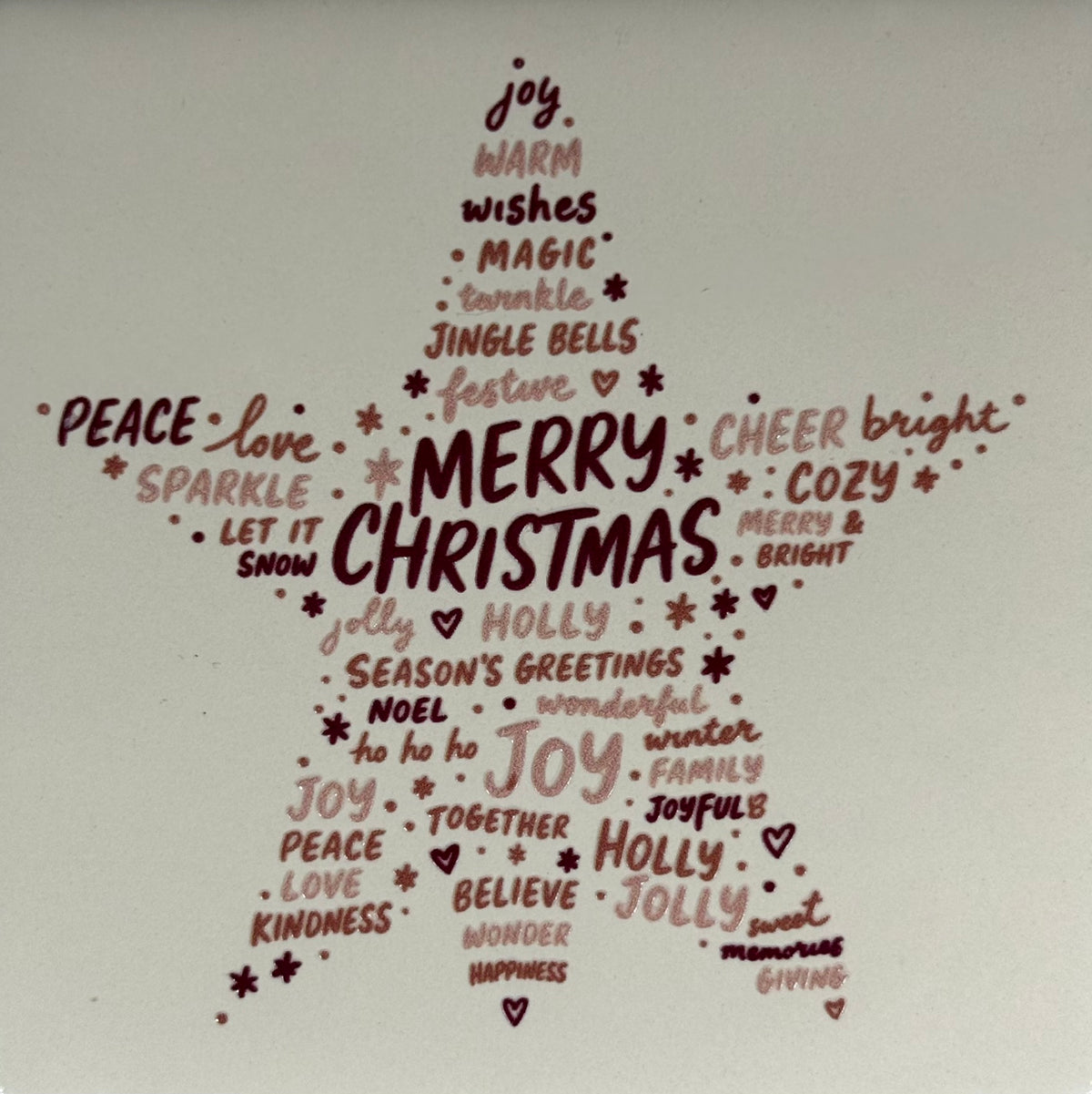Quote tegeltje 'merry Christmas ster' creme/combi 7