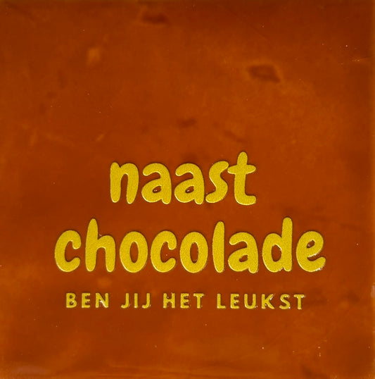Quote tegeltje 'naast chocolade..' terra/goud