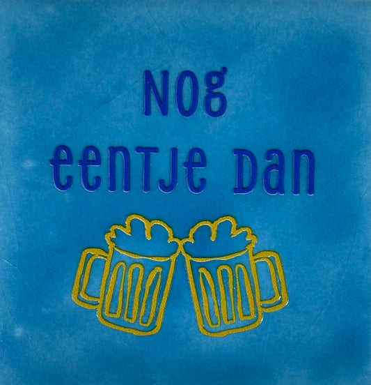 Quote tegeltje 'nog 1-tje dan' lichtblauw/kobaltblauw (goud)