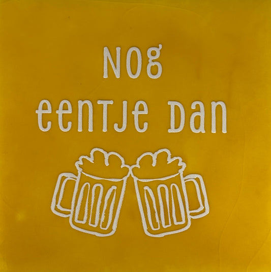 Quote tegeltje 'nog 1-tje dan' geel/creme
