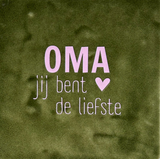 Quote tegeltje 'oma' olijf/babyroze