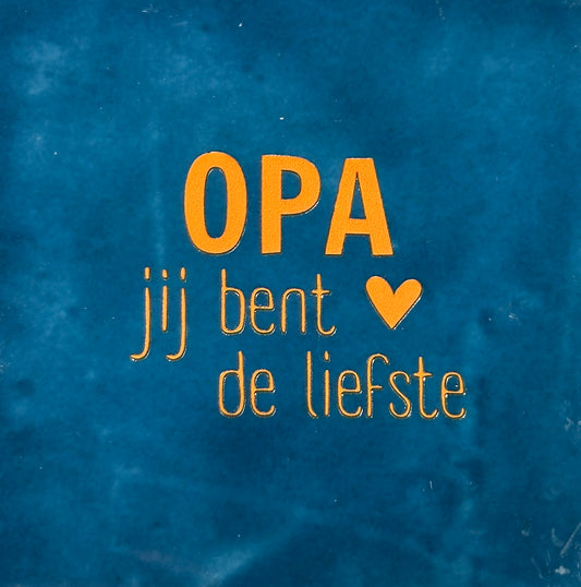 Quote tegeltje 'opa' donkerblauw/oranje