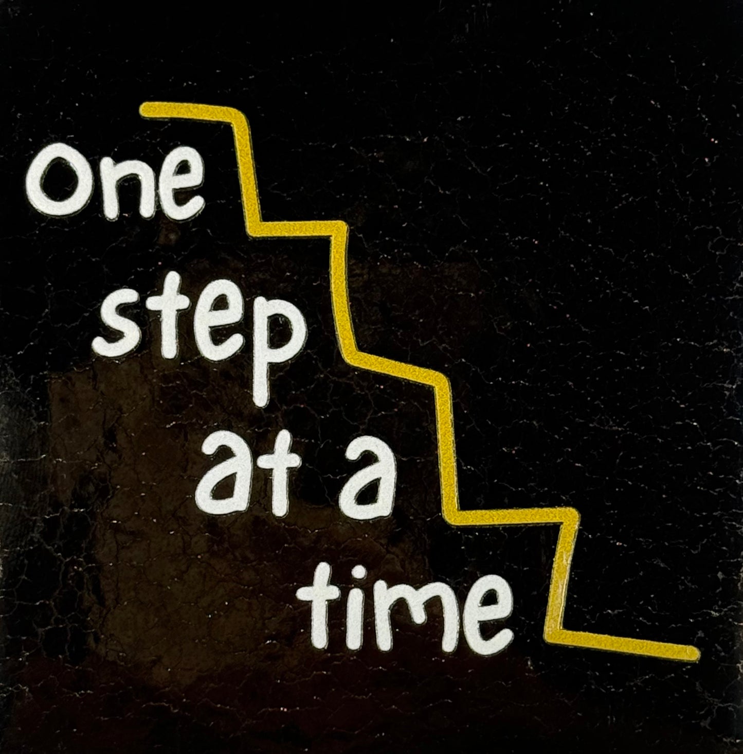 Quote tegeltje 'one step at a time' goud/creme(goud)