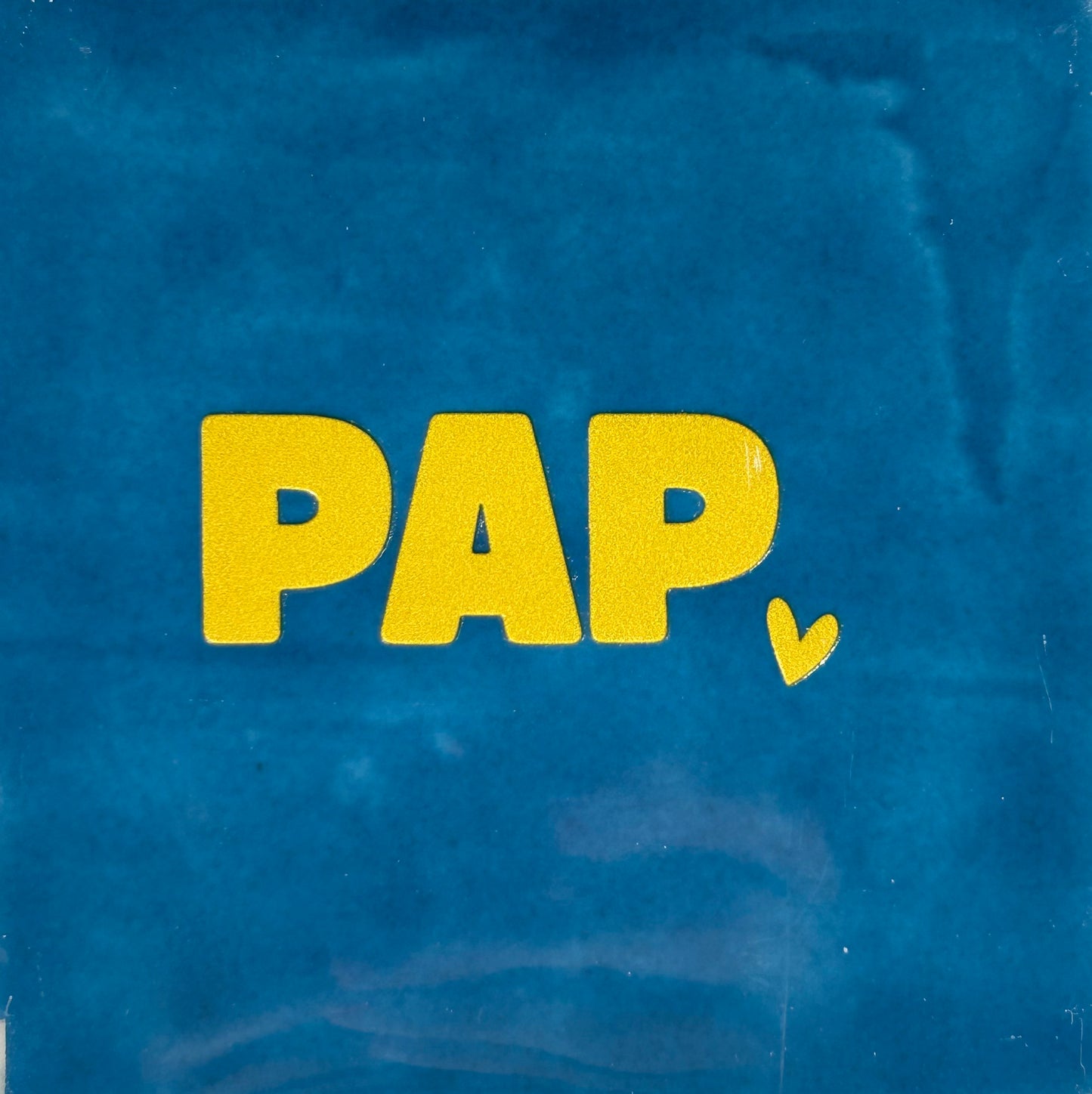 Quote tegeltje 'pap' (grof) donkerblauw/goud
