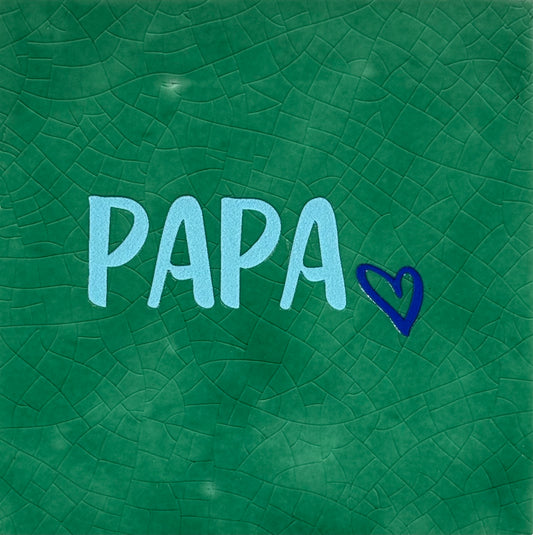 Quote tegeltje 'papa(hartje)' hardgroen/warmblauw
