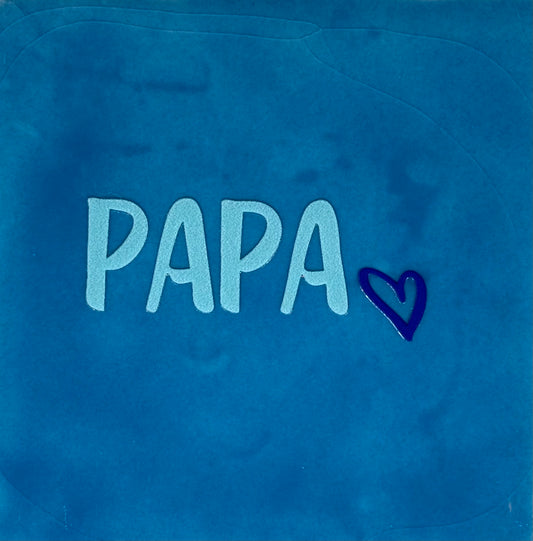 Quote tegeltje 'papa(hartje)' lichtblauw/warmblauw
