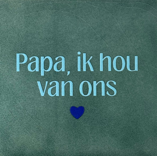 Quote tegeltje 'papa ik hou van ons' zeegroen/warmblauw(kobalt)