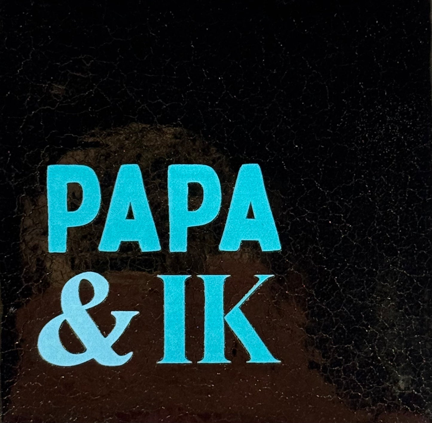 Quote tegeltje 'papa & ik' goud/turquoise(warmblauw)