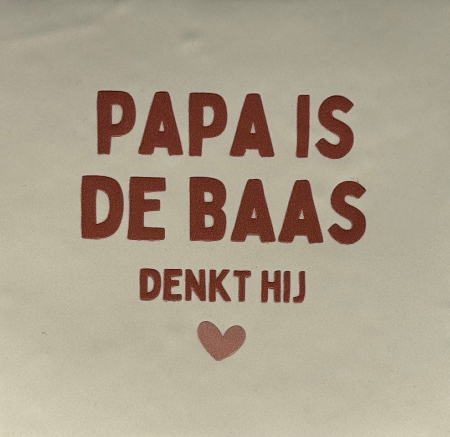 Quote tegeltje 'papa is de baas denkt hij' creme/taupe(nude roze)