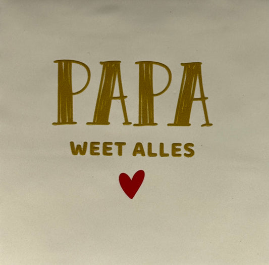 Quote tegeltje 'papa weet alles' creme/goud(rood)