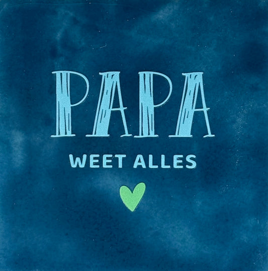 Quote tegeltje 'papa weet alles' donkerblauw/warmblauw(mint)