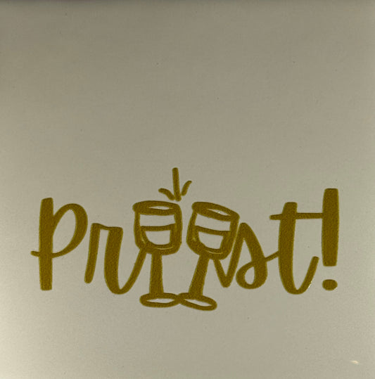 Quote tegeltje 'proost! glazen' creme/goud