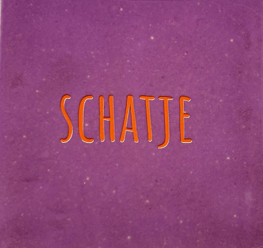 Quote tegeltje 'Schatje' lila/oranje