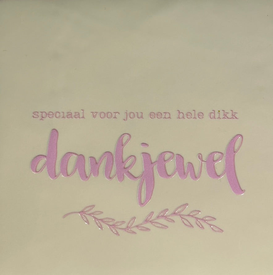 Quote tegeltje 'speciaal….dankjewel' creme/babyroze