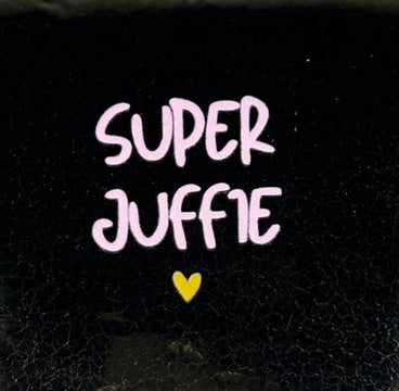 Quote tegeltje 'superjuffie' (grof) goud/warmroze